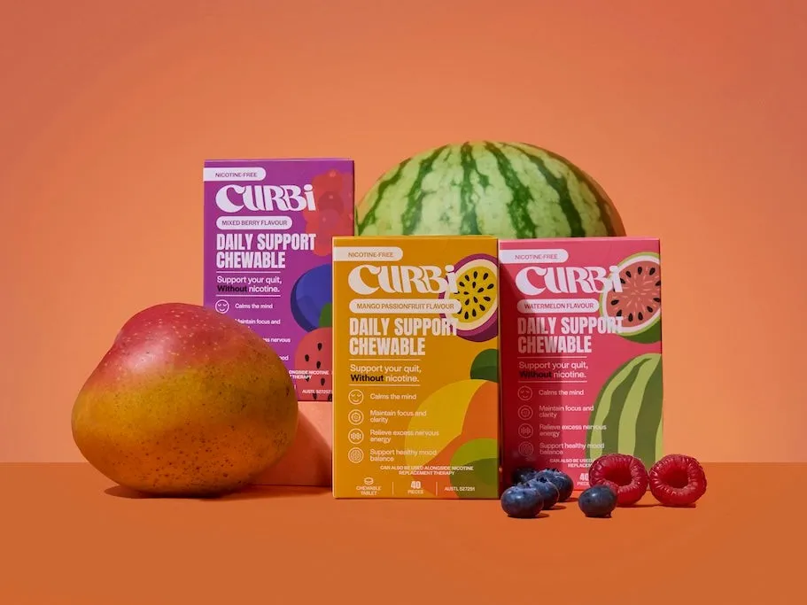 CURBi Daily Support Chewable in Mixed Berry, Mango Passionfruit and Watermelon